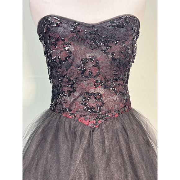 Vintage Gunne Sax Dress Jessica Mcclintock Womens 9 Black Tulle Sequins Gothic - Picture 2 of 12